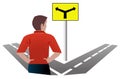 Man at a crossroads Royalty Free Stock Photo