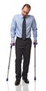 Man with crutch Royalty Free Stock Photo