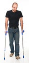 Man with crutch