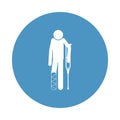 man with a crutch and a broken leg icon in badge style. One of hospital collection icon can be used for UI, UX Royalty Free Stock Photo