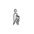 Man with crutches line icon