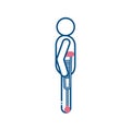 Man with crutches line style icon vector design