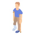 Man with crutches and a plaster on broken leg icon Royalty Free Stock Photo