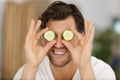 man with cucumber eyes Royalty Free Stock Photo