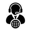 Man customer service icon vector person profiel symbol with headset for internet network online support Royalty Free Stock Photo