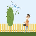 Man cuts tree illustration