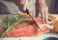 Fresh salmon with dill food photography recipe idea