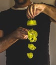 Man cutting pepper