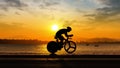 Man cycling at beach evening time Royalty Free Stock Photo