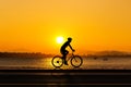 Man cycling at beach Royalty Free Stock Photo