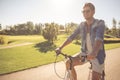 Man cycling in park Royalty Free Stock Photo