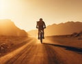 Man Cycling Through Scenic Countryside on Rustic Dirt Path