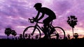 Man cycling on twilight time Royalty Free Stock Photo