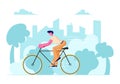 Man Cyclist Riding Bike Outdoors in Summer Day on Cityscape Background. Bicycle Active Sport Life and Healthy Lifestyle Activity Royalty Free Stock Photo