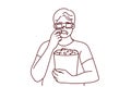 Man in 3D glasses eating popcorn
