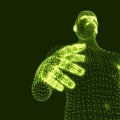 Man. 3D Model of Man. Human Body Model. Body Scanning. View of Human Body. Vector Graphics Composed of Particles