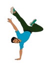 Man dancer hip hop breakdance vector isolated. Royalty Free Stock Photo