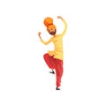 Man dancer in traditional Indian clothes performing folk dance vector Illustration on a white background