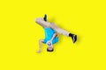 Man dancing break dance with megaphone Royalty Free Stock Photo