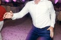 Man dancing, having fun at wedding reception party. guests at da Royalty Free Stock Photo