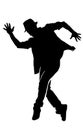 Dancing male silhouette on white background