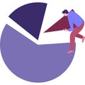 Man and data statistics in piechart vector icon Royalty Free Stock Photo