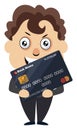 Man with debit card, illustration, vector Royalty Free Stock Photo