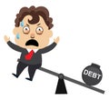 Man with debt, illustration, vector Royalty Free Stock Photo