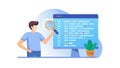 Man Debugging Code on Monitor, Software Development and Error Fixing, IT, vector design Generative AI Royalty Free Stock Photo