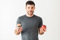 Man deciding what food to eat Royalty Free Stock Photo