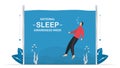 Man is in deep for a long time. National Sleep Awareness Week. Vector illustration in flat style. This graphic is isolated on
