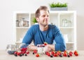 Man with delicious yogurt with fresh berries Royalty Free Stock Photo