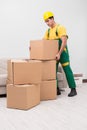 The man delivering boxes during house move Royalty Free Stock Photo