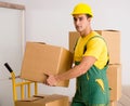 Man delivering boxes during house move Royalty Free Stock Photo