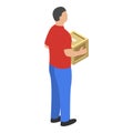 Man delivery box icon, isometric style Royalty Free Stock Photo