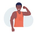 Man demonstrating muscles 2D vector isolated illustration