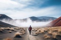 Man desert field smoke. Generate Ai Royalty Free Stock Photo