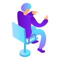 Man at desktop chair icon, isometric style