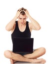 Man despairing with computer. Royalty Free Stock Photo