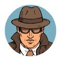 Man detective investigating retro illustration pop art