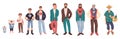 Generation and man growing stages, isolated male characters Royalty Free Stock Photo