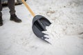 Man Digging Car Out Of The Snow Royalty Free Stock Photo