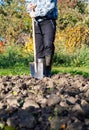 Man digging the garden soil with spade, detail Royalty Free Stock Photo