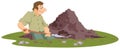 Man is digging hole. Illustration for internet and mobile website