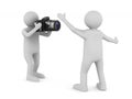 man with digital camera on white background. Isolated 3D illustration Royalty Free Stock Photo