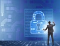 Man in digital security concept pressing button Royalty Free Stock Photo