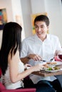 Man Dining with Partner Royalty Free Stock Photo