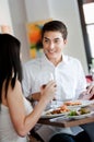 Man Dining with Partner Royalty Free Stock Photo