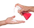 Man dispensing hand soap Royalty Free Stock Photo