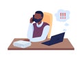 Man distracted from work semi flat color vector character